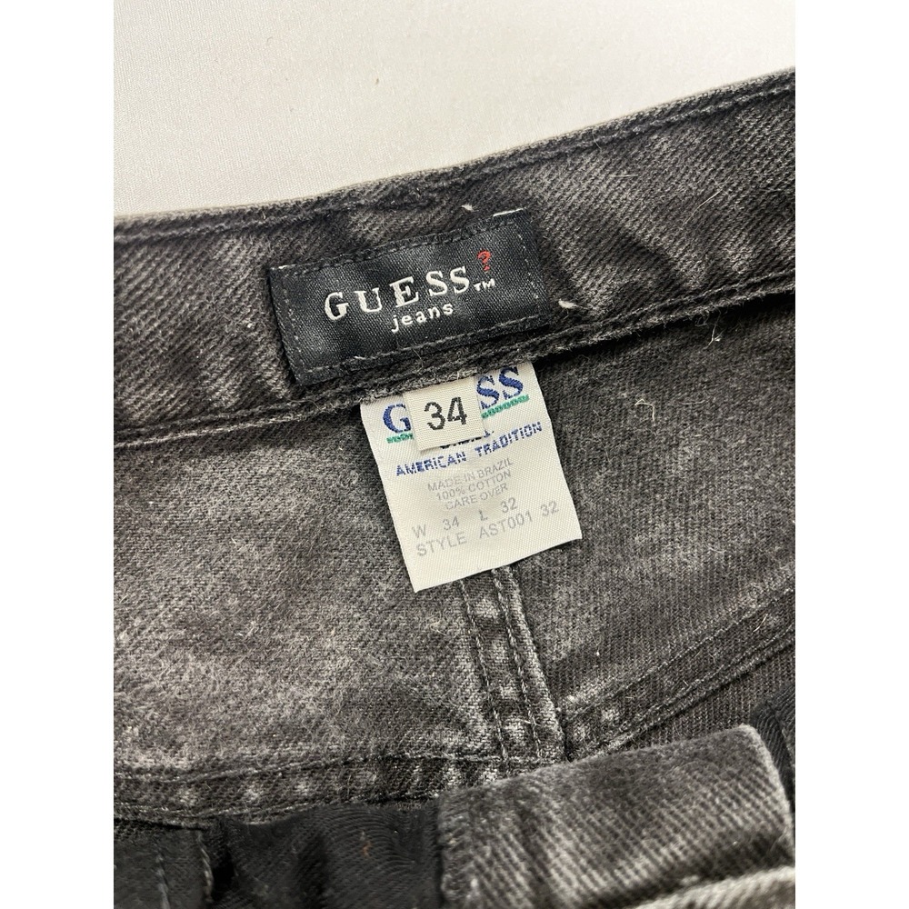 Guess Jeans‎ Mens 34x32 Black Faded Triangle Straight USA 90s AST001 Vintage - Picture 6 of 6